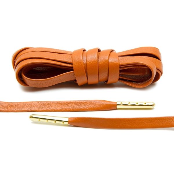 Orange Luxury Leather Laces - Gold Plated Online Sale