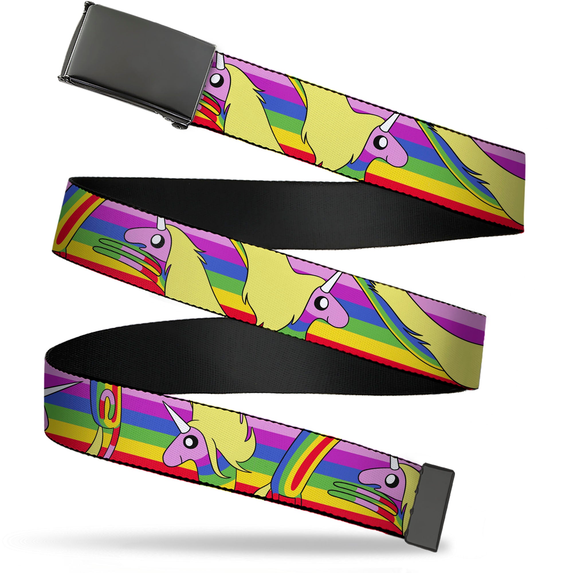 Web Belt Blank Black Buckle – Adventure Time Lady Raincorn Poses Stripe Rainbow Webbing For Sale
