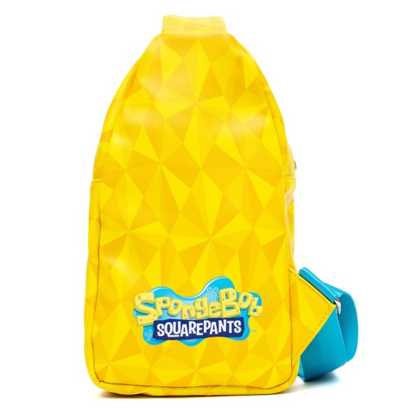 Nickelodeon Vegan Leather Crossbody Sling Bag with Adjustable Straps, SpongeBob SquarePants and Friends Pose Applique, Yellow Hot on Sale - Image 2