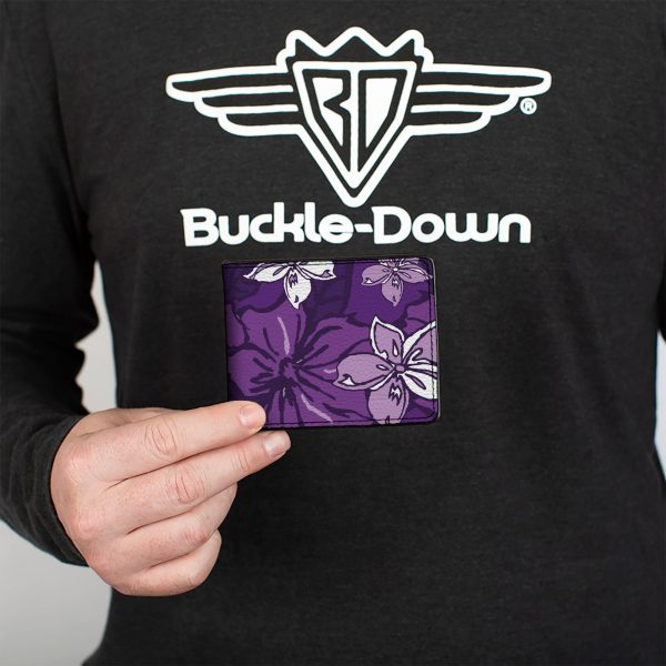 Bi-Fold Wallet - Hibiscus Collage Purple Shades on Sale - Image 3