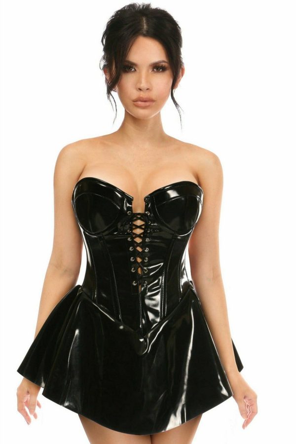 Top Drawer Black Patent Steel Boned Corseted Dress Sale